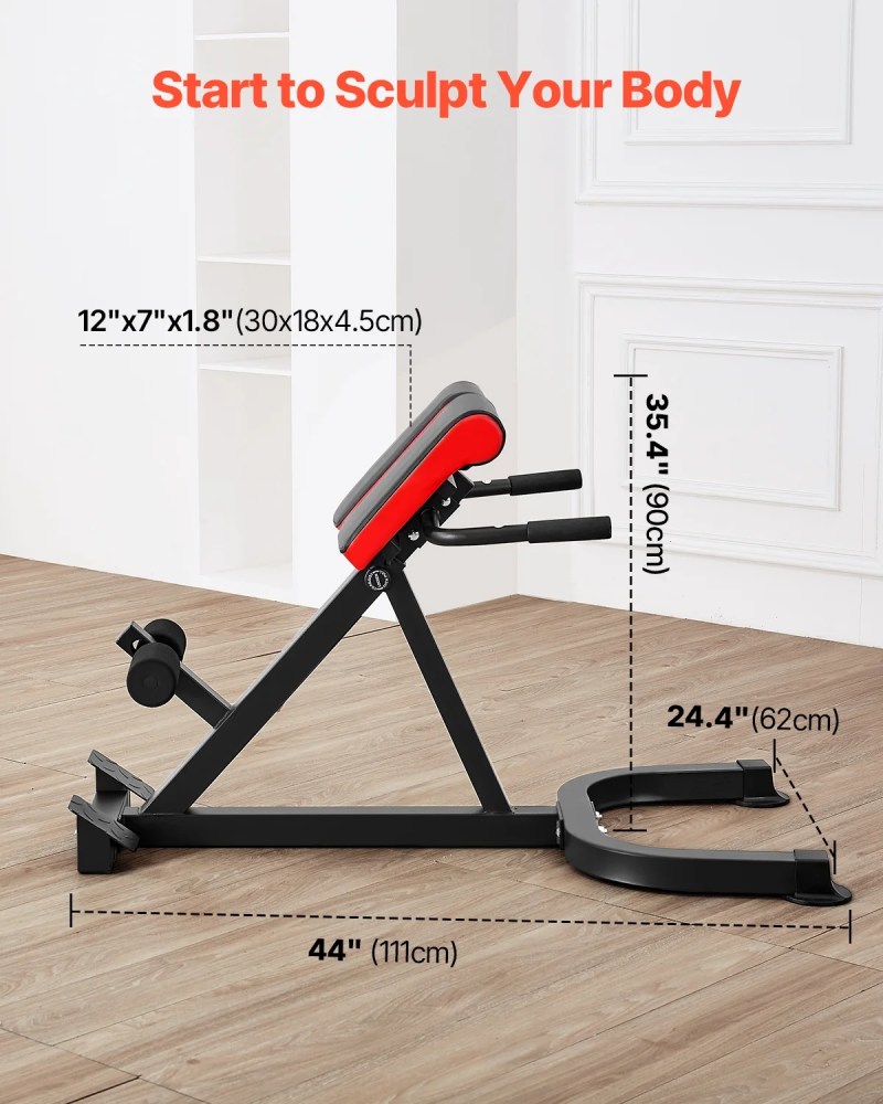 VEVOR Roman Chair Hyperextension Bench, 300 lbs Adjustable Extension Machine, Multi-Function Exercise Equipment for Glute, Hamstring, Lower Back, and Ab Workout, Fitness Weight Bench for Home Gy - Image 6