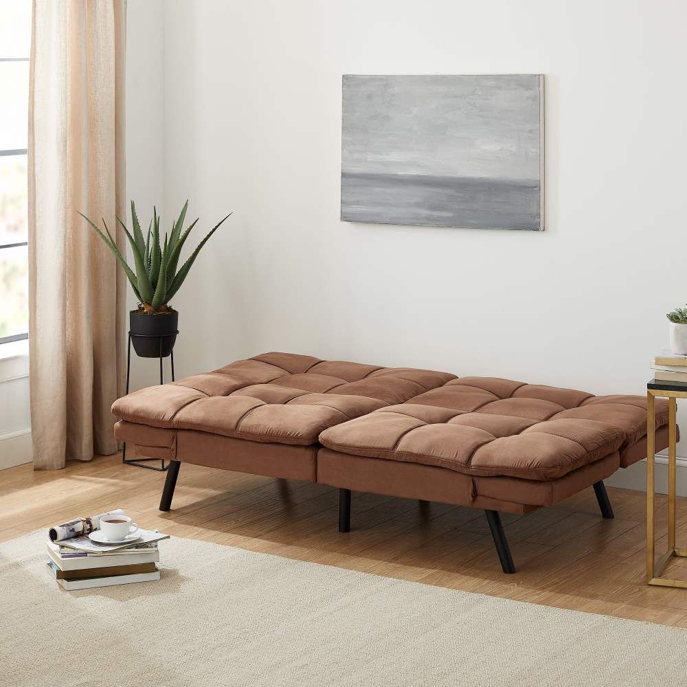 Mainstays 72" Memory Foam Futon Sofa Bed, Camel - Image 7