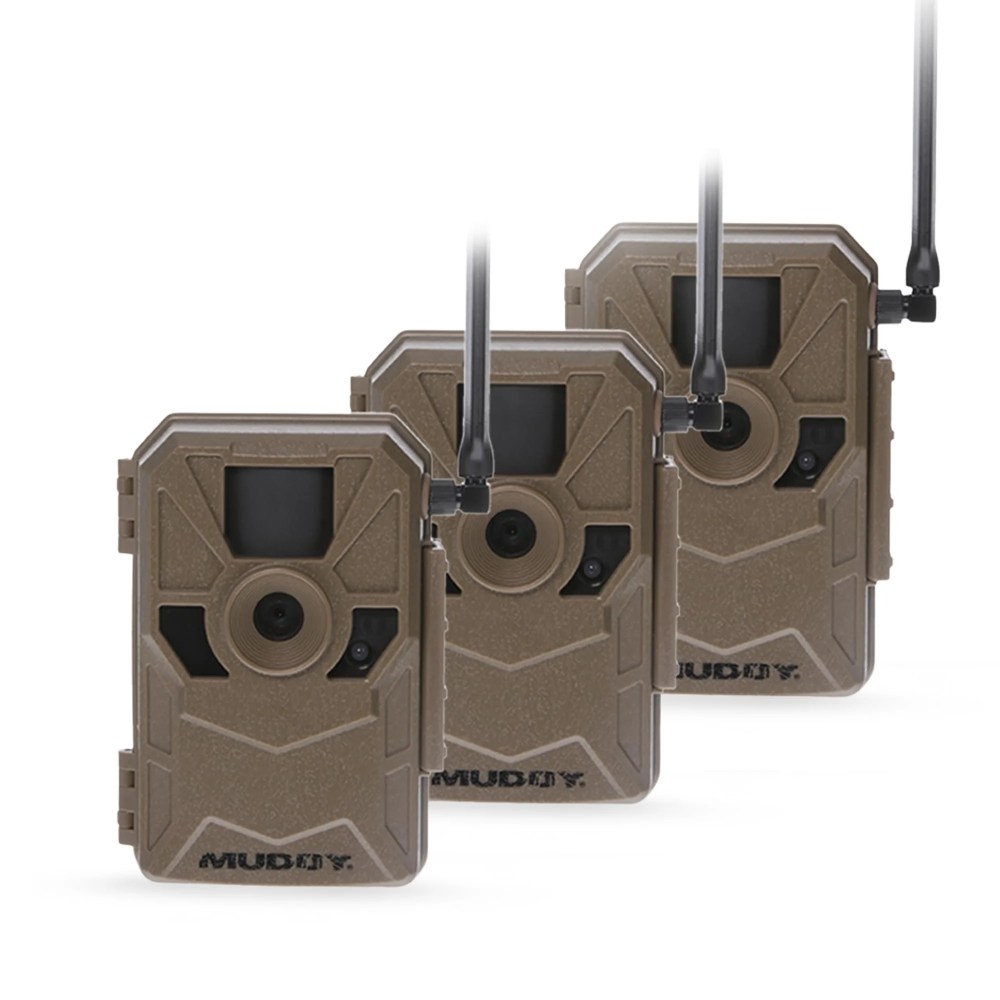 MUDDY Merge 3-Pack Cellular Trail Cameras 26MP, LTE Dual SIM, Color Night Vision, App Control Includes 3 Cameras for Ultimate Coverage