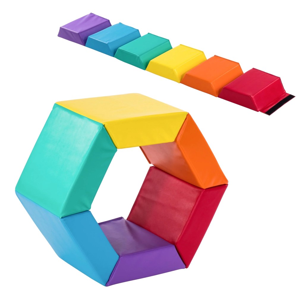 New Bounce Hexagon Tumbling Mat for Kids-Foldable Exercise Mat & Fitness Mat for Home Play,  Training & Gymnastics