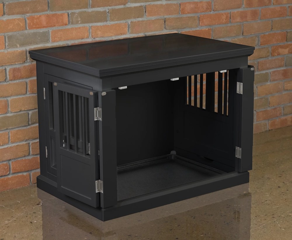 Contemporary Home Living 30.5" Black Rectangular Medium Slide Triple Door Dog Crate - Image 8
