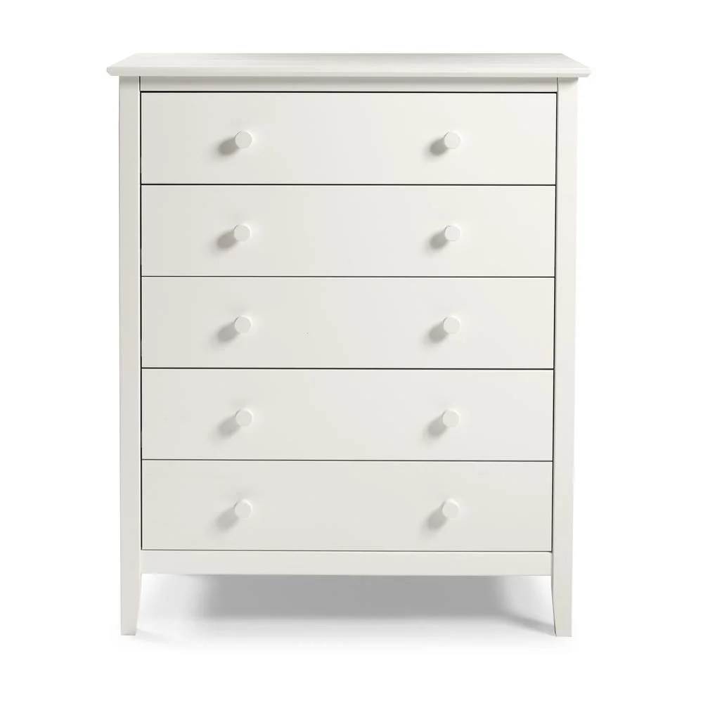 Alaterre Furniture Simplicity 5-Drawer Chest,Kids Bedroom Dresser,Anti-Tip Safety,Metal Glides,Wooden Knobs,Brazilian Pine and Veneers,White - Image 3