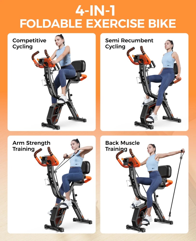 pooboo 3in1 Foldable Exercise Bike Indoor Cycling Bike Magnetic Stationary Bike Fitness Gym Workout 300lb - Image 10