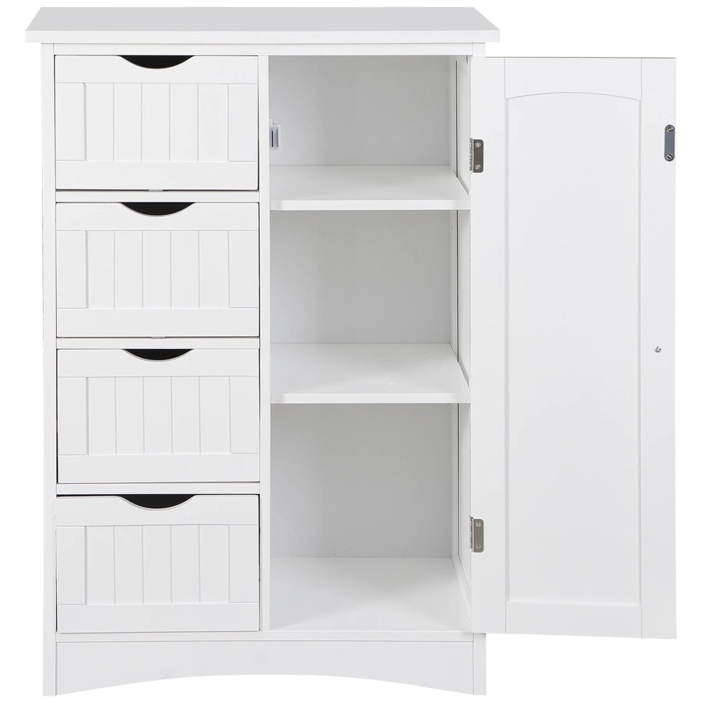 ZENSTYLE Bathroom Floor Cabinet Kitchen Organization 4 Drawers W/3 Tiers Side Space,White - Image 10