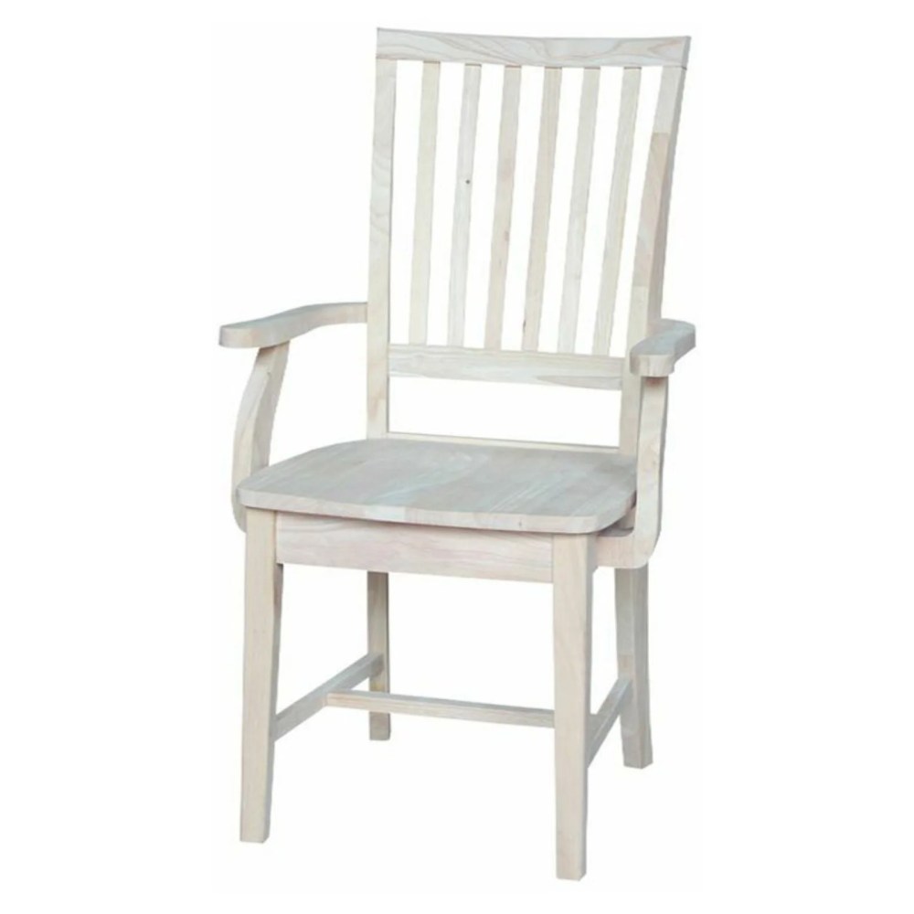 International Concepts Mission Wood Dining Chair with Arms,Unfinished