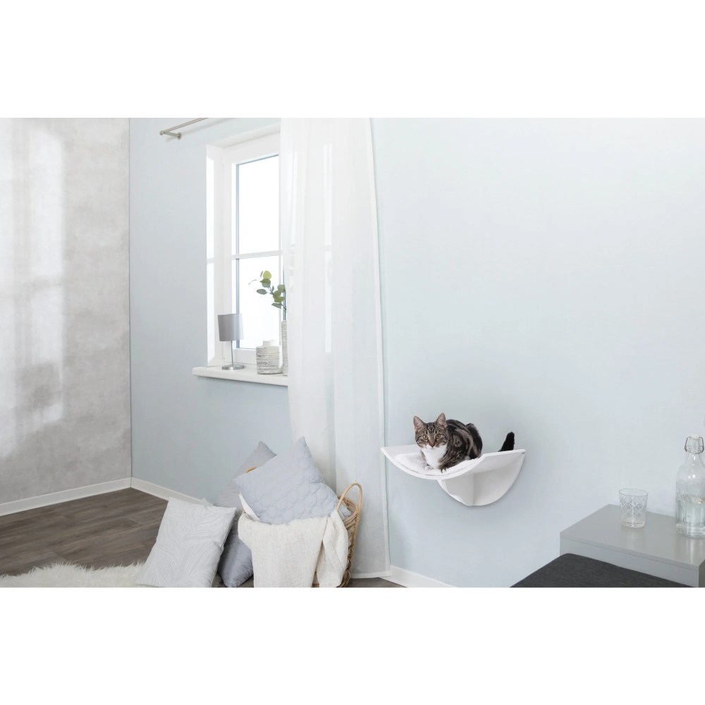 TRIXIE Lorena Space Saving Wall Mounted Cat Perch with Soft Cushion, White - Image 5