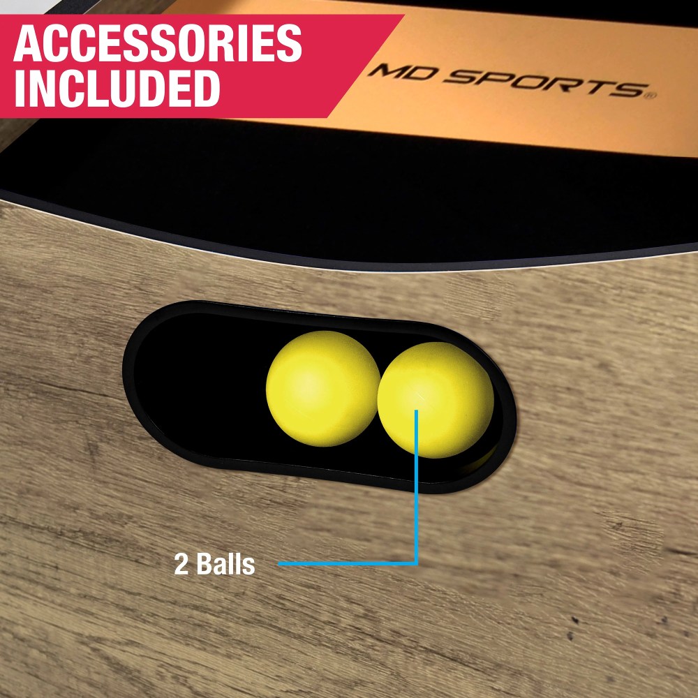7.3 ft. Roll and Score 2-Player Arcade Game with Electronic Scoring and Ball Return System, Brown, by MD Sports - Image 3