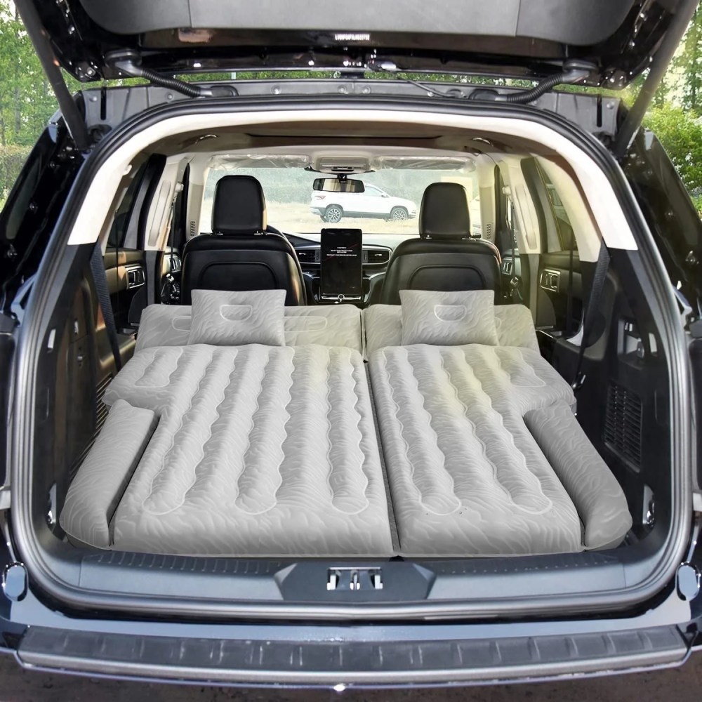Umbrauto SUV Air Mattress Inflatable Car Air Beds Sleeping Pad Camping Trunk Bed with Electric Air Pump, Gray