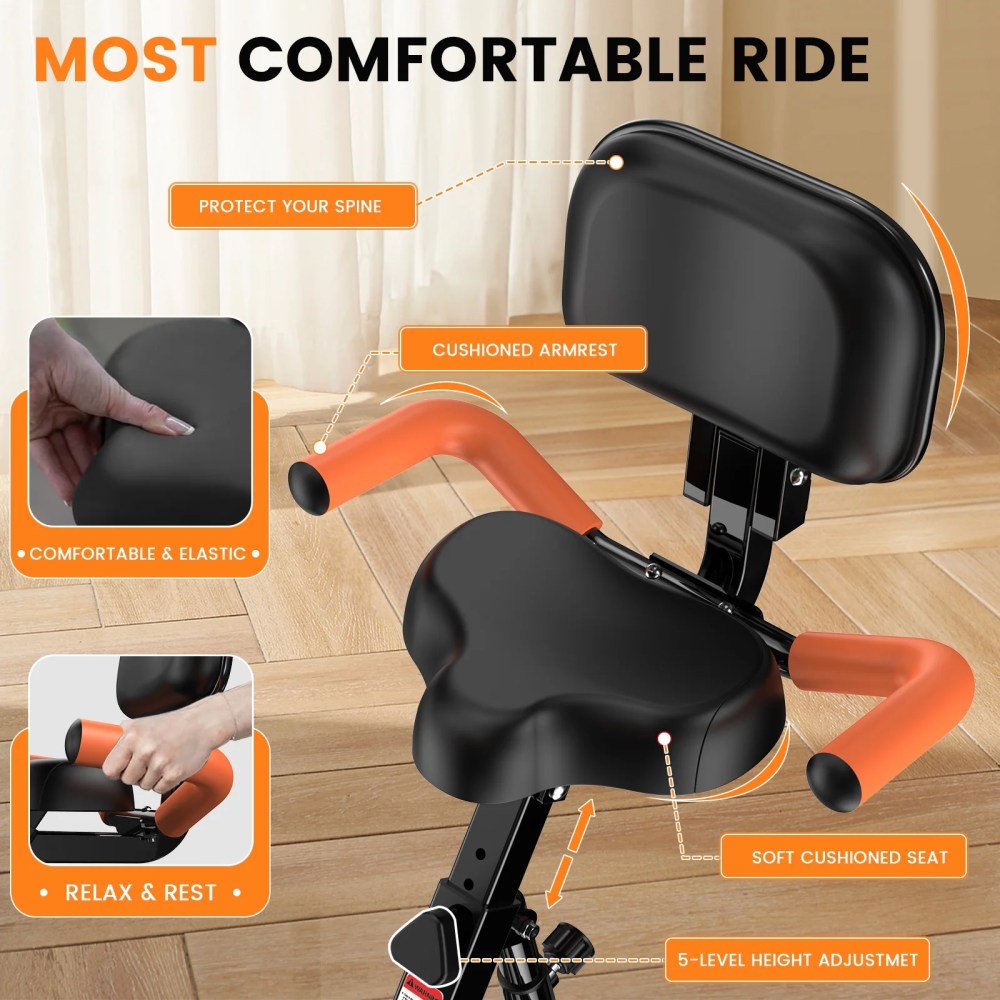 pooboo 3in1 Foldable Exercise Bike Indoor Cycling Bike Magnetic Stationary Bike Fitness Gym Workout 300lb - Image 5