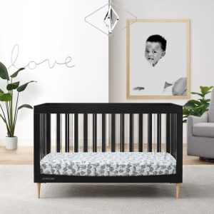 Delta Children Austin Acrylic 4-in-1 Convertible Baby Crib - Greenguard Gold Certified, Midnight Grey/Natural