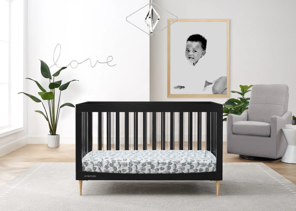 Delta Children Austin Acrylic 4-in-1 Convertible Baby Crib - Greenguard Gold Certified, Midnight Grey/Natural