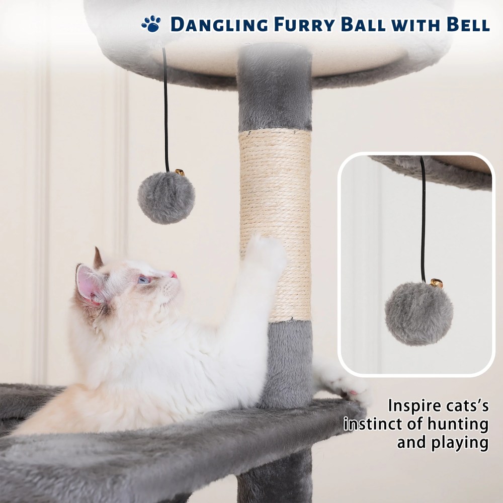 Vibrant Life 70" Cat Tree for Indoor Cat, Multi-Level Cat Tower with Scratching Posts, Gray - Image 9