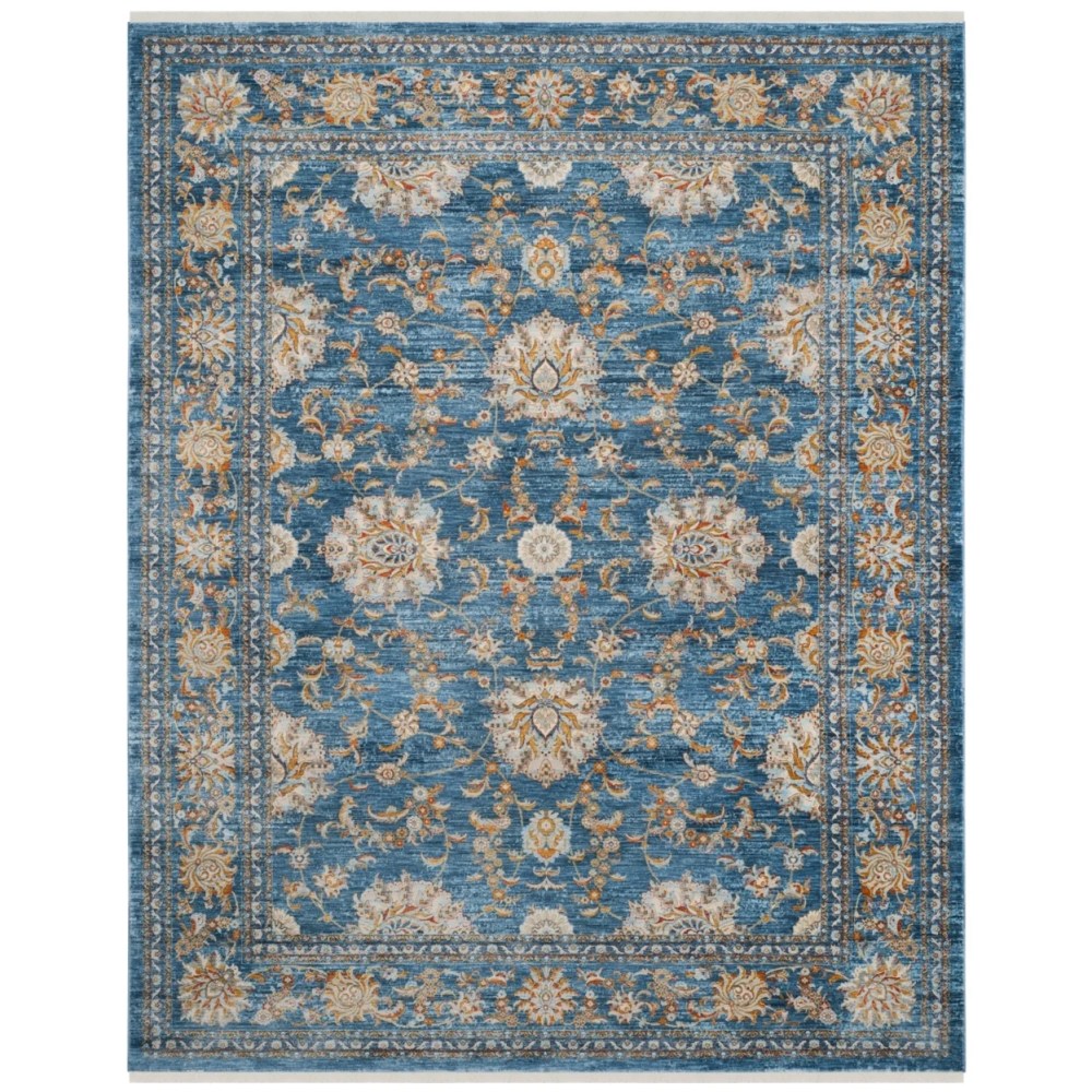 SAFAVIEH Vintage Persian Maggie Distressed Polyester Area Rug, Turquoise/Multi, 8" x 10"