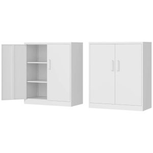 YOSITiuu 36" Metal Storage Cabinet with Lockable Doors and Adjustable Shelves,White