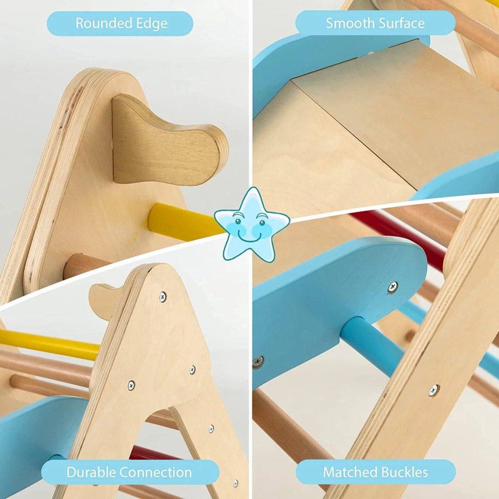 OLAKIDS Climbing Toys for Toddlers, 2 in 1 Montessori Kids Wood Triangle Climber with Ramp Ladder Slide for Gym Playground, Indoor Outdoor Climbing Toy Baby Play Structure Activity Set for Boys Girl - Image 9