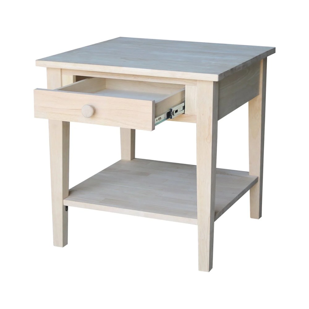 International Concepts Solid Wood Spencer End Table,Unfinished - Image 6