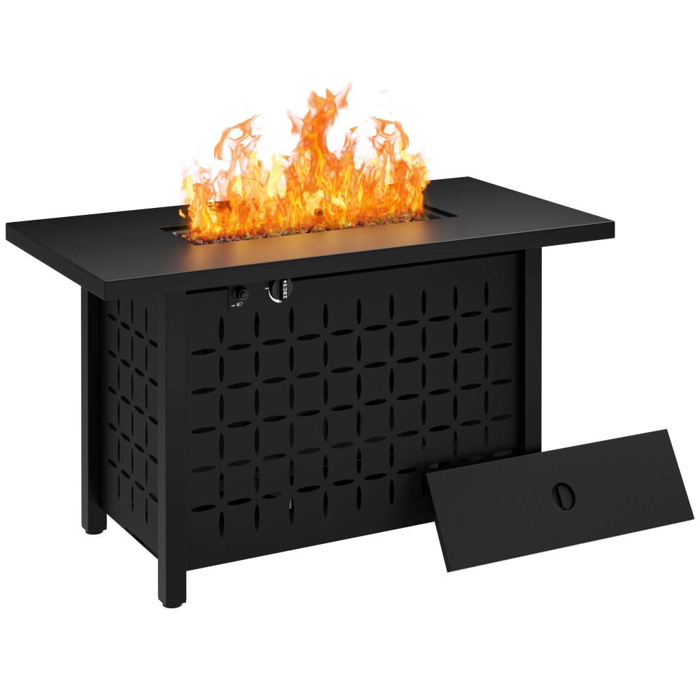Walsunny 43 inch Gas Fire Pit Table 50, 000 BTU Outdoor Rectangular Propane Firepit Table with Waterproof Cover