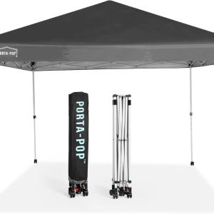Abba Patio 10'x10" Outdoor Canopy Tent, Waterproof Pop up Canopy Tent w/ Carry Bag, Dark Grey(4 Wheels)