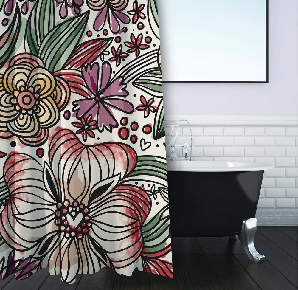 E by Design Zentangle Shower Curtain - Image 3