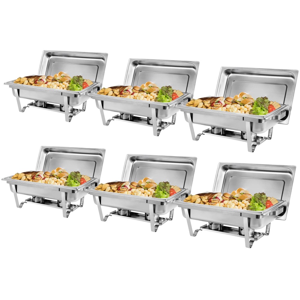 ZENSTYLE 6 Packs 8 Quart Chafing Dish Buffet Trays Chafer Stainless Steel With Warmer for Home Party Durable - Image 4