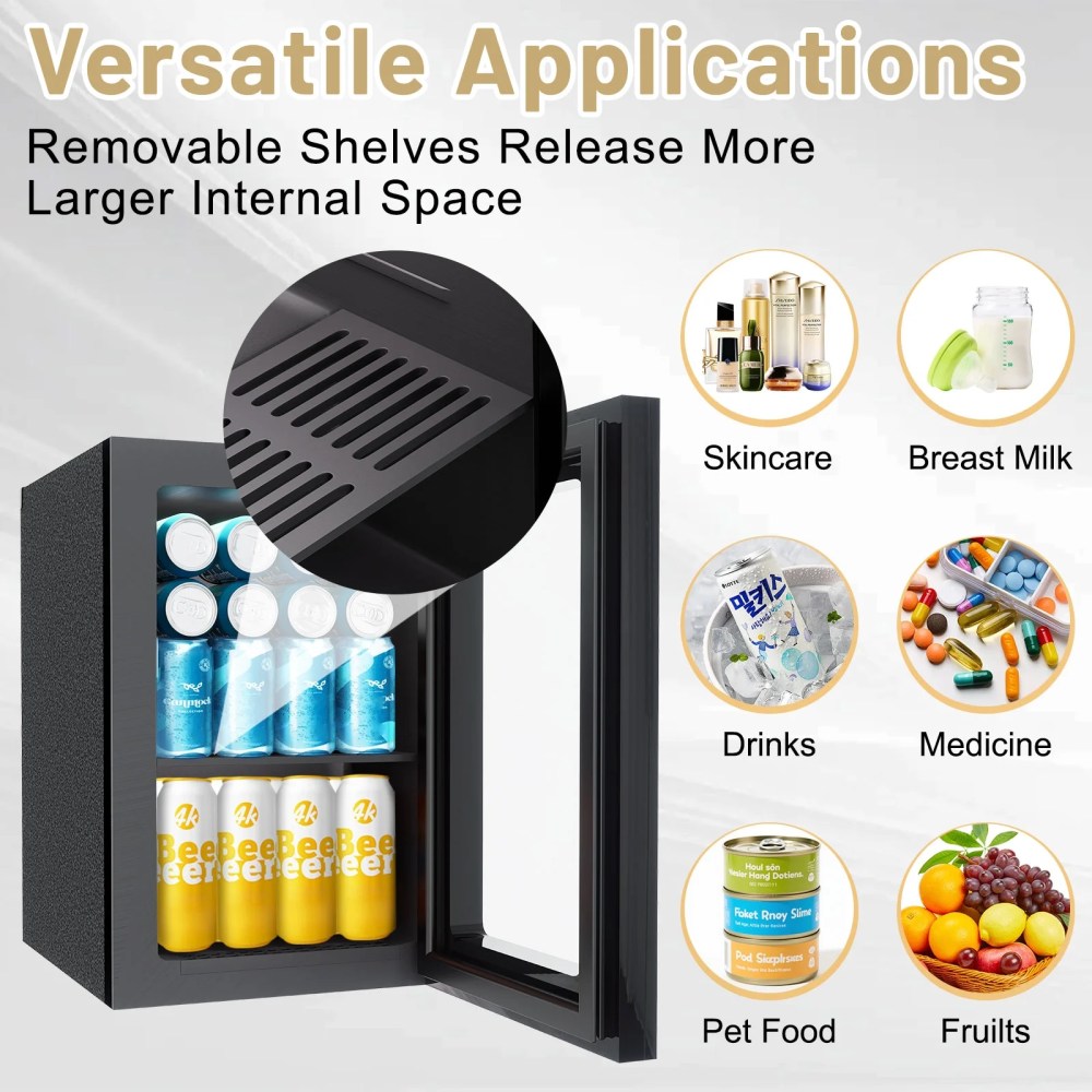 24Can/0.9Cu Mini Refrigerator and Personal Beauty Cooler,Compact Beverage Fridge with Mirror for Beer, Wine - Image 3