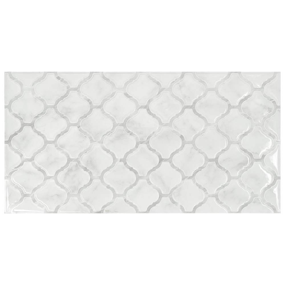 Smart Tiles Peel and Stick Backsplash,5 Adhesive Tiles,Blok Grey/White,22.56"x11.58"