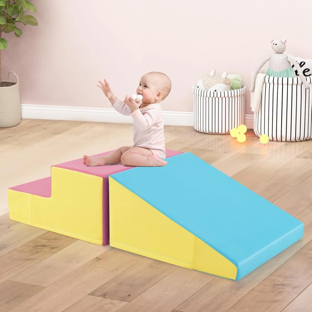 OLAKIDS Climbing Toys for Toddlers, Indoor Baby Foam Climbing Blocks Soft Play Set with PU Leather, Kids Climb and Crawl Playset Sliding Activity Structure Gym Playground Climber - Image 3