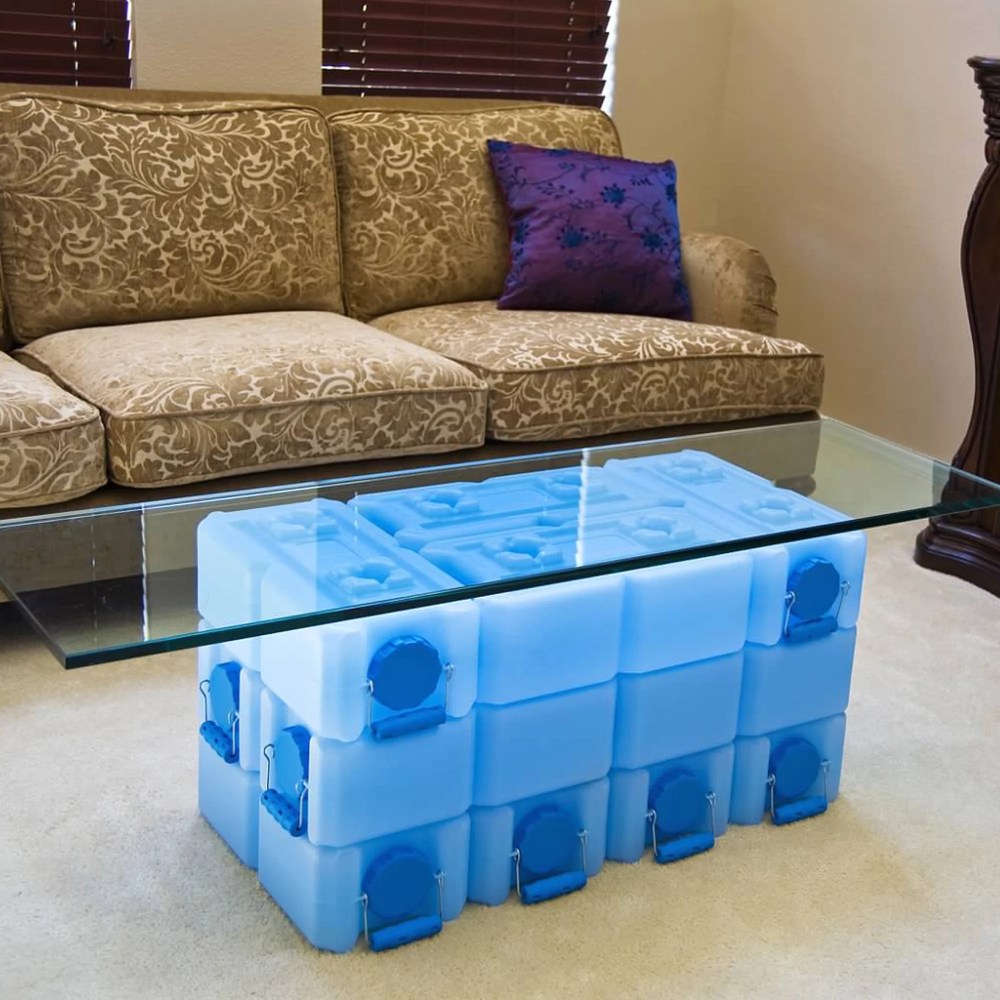 WaterBrick Stackable 3.5 Gallon Blue Water & Food Storage Container - 4 Pack - Image 4