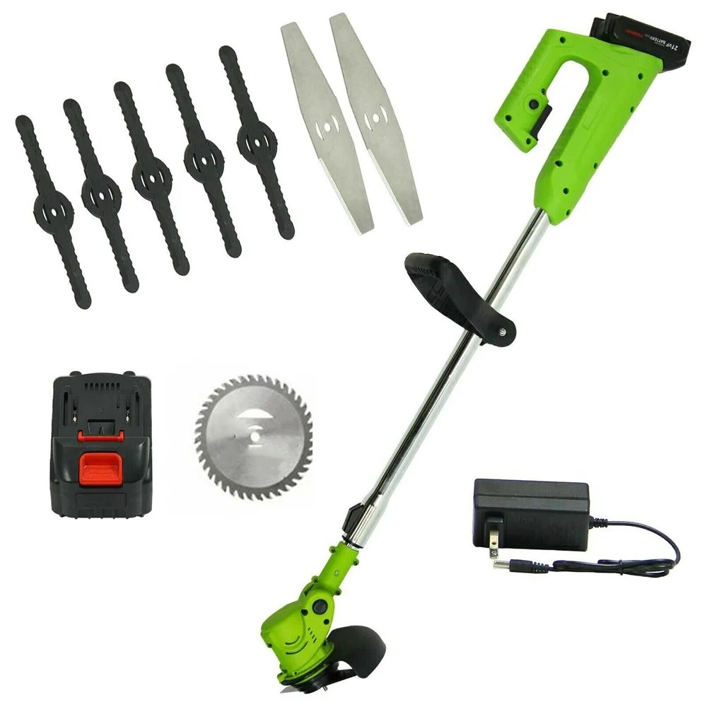 Weed Eater with 3 Types Blades,Cordless Weed Wacker for Lawn Garden,Stringless Trimmer Battery Powered Electric Cutter,Green