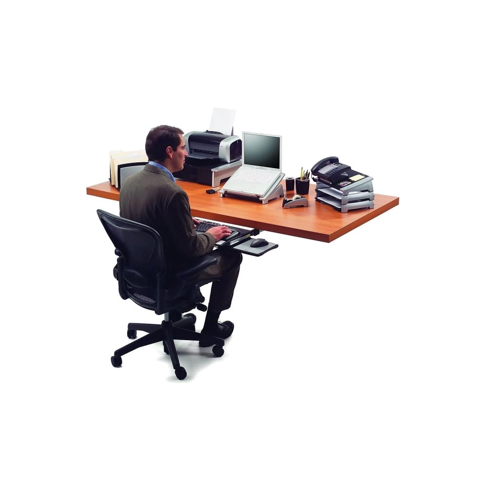 Fellowes Mfg Co. 8032601 21.25 in. x 18.06 in. x 5.25 in. Office Suites Printer/Machine Stand - Black/Silver - Image 3