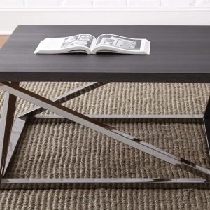 Steve Silver Aegean Modern Indoor Wood and Chrome Square 18" Height Coffee Table,Gray