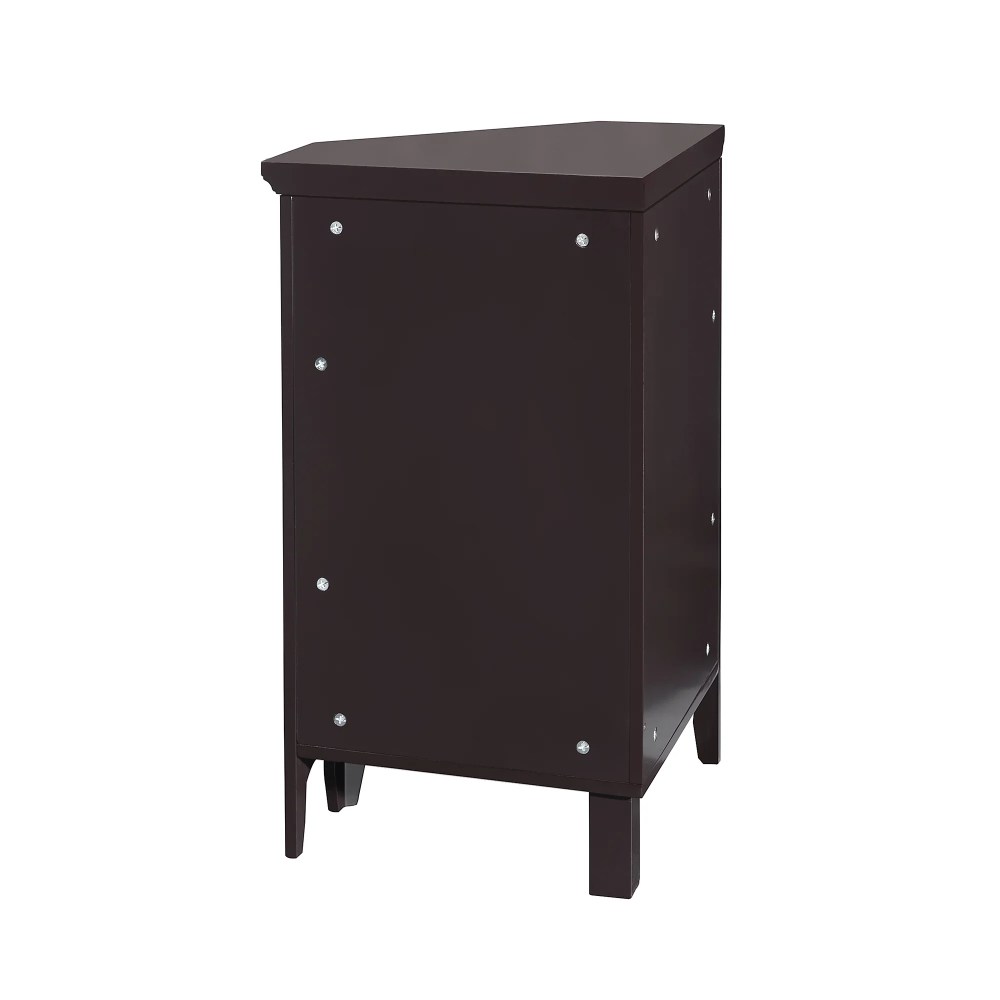 Teamson Home Glancy Freestanding Corner Floor Accent Cabinet with Faux Louvered Door, Dark Brown - Image 5