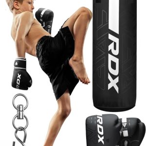 RDX Kids Punching Bag with Boxing Gloves - 2ft Heavy Filled Leather Bag for Boxing, Kickboxing, MMA, Muay Thai & Karate Training