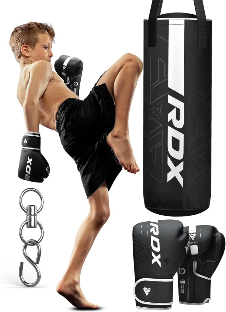 RDX Kids Punching Bag with Boxing Gloves - 2ft Heavy Filled Leather Bag for Boxing, Kickboxing, MMA, Muay Thai & Karate Training