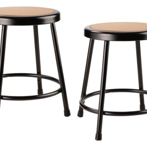 (Pack of 2) NPS 18" Heavy Duty Steel Stool, Black