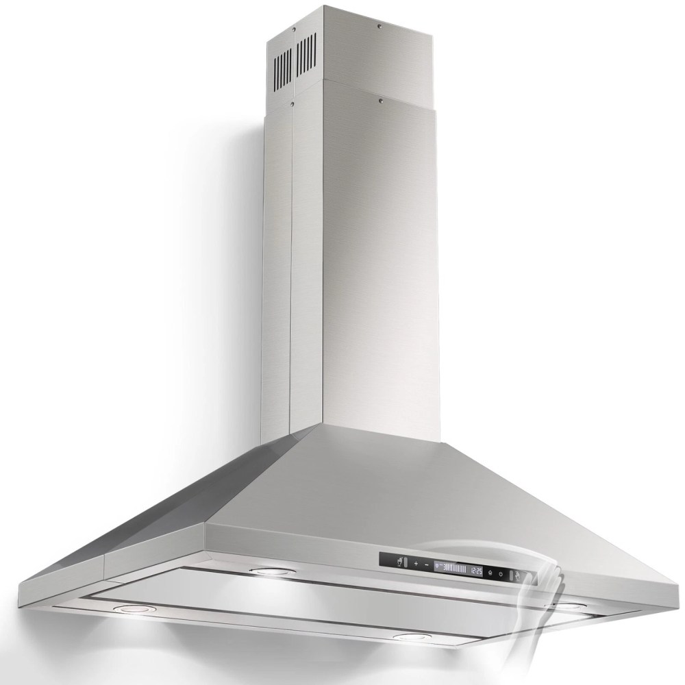 JOEAONZ Wall Mounted Range Hood 30" Kitchen Vent 900 CFM Duct Convertible Touch Control 9 Speed 120V