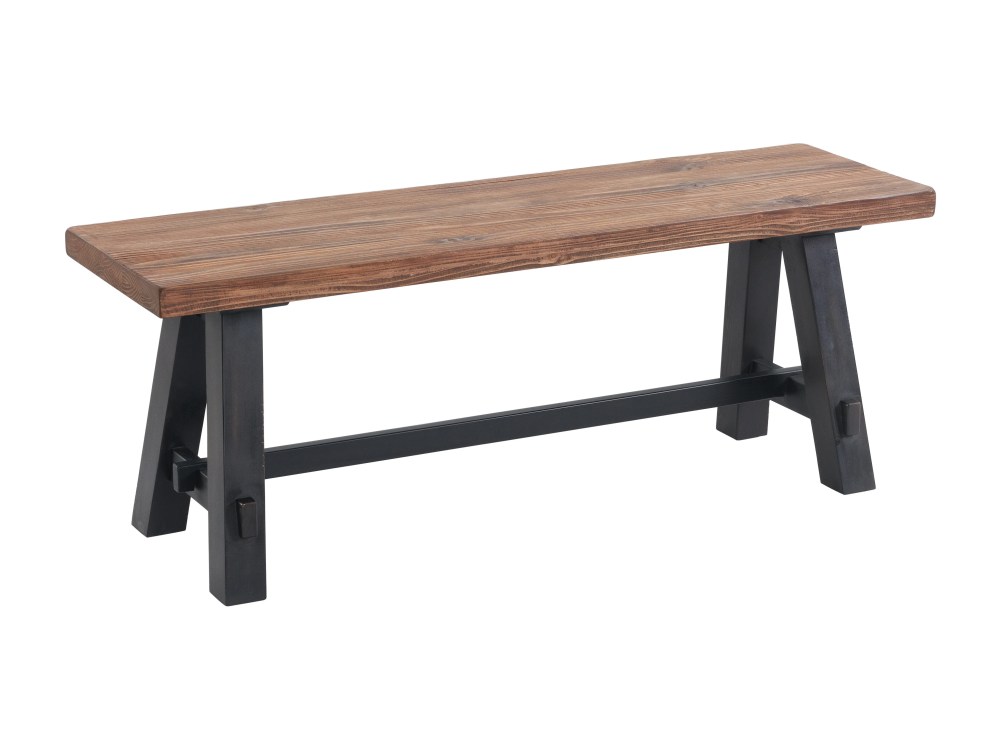 Alaterre Furniture Adam 48"L Solid Wood Entryway Bench,Rustic Industrial Style,Seating,Easy Assembly,Brown