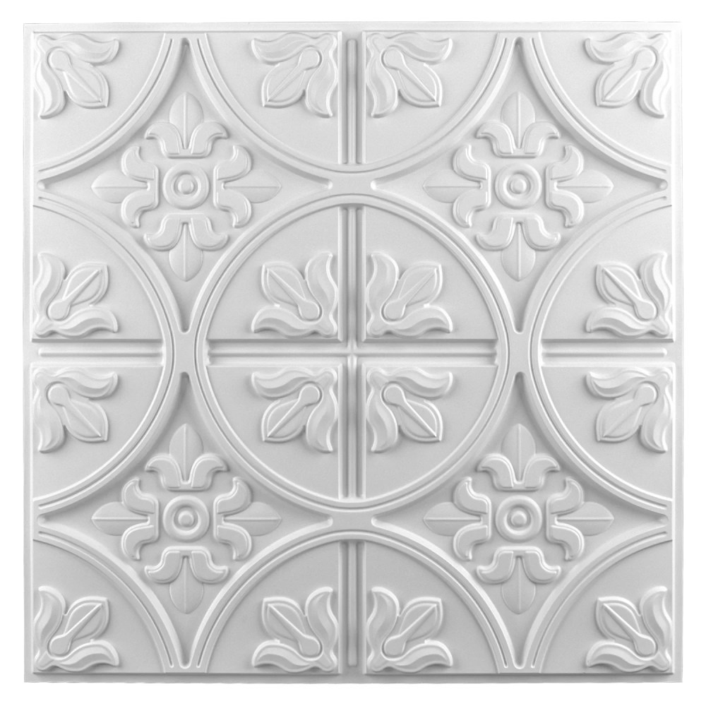 Art3d 12-Pack Glue-up or Lay in Ceiling Tile,2ft x 2ft PVC Ceiling Tiles 3D Fancy Classic Style in White