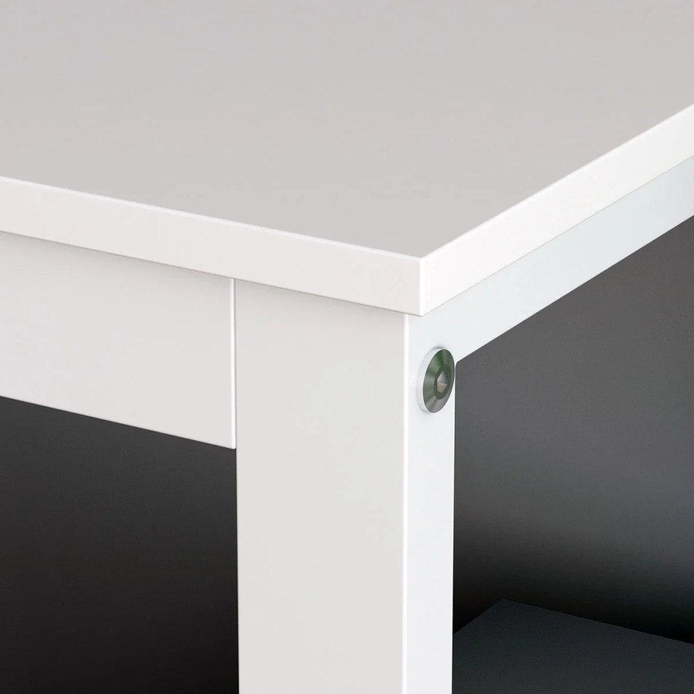 WIAWG 55" White L Shaped Desk with Storage Shelf Corner Office Writing Desk Study Workstation Table - Image 3