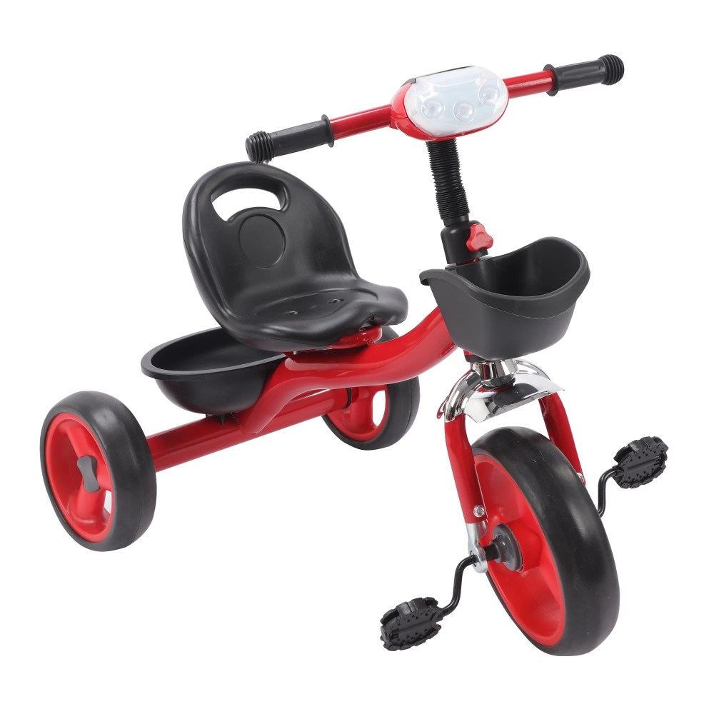 Bike for Toddler Kids Classic Tricycle Steel Trike Frame with Bell and Handlebar TasselsColorful Lighting Wheels & Large Basket Toddler Bike for Boys and Girls Ages 2-5 Year Old