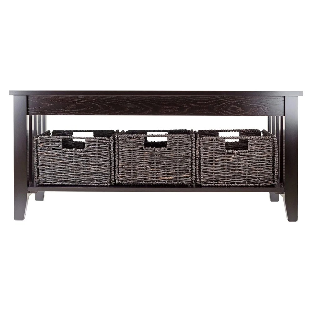 Winsome Wood Morris Coffee Table with 3 Storage Baskets,Espresso Finish
