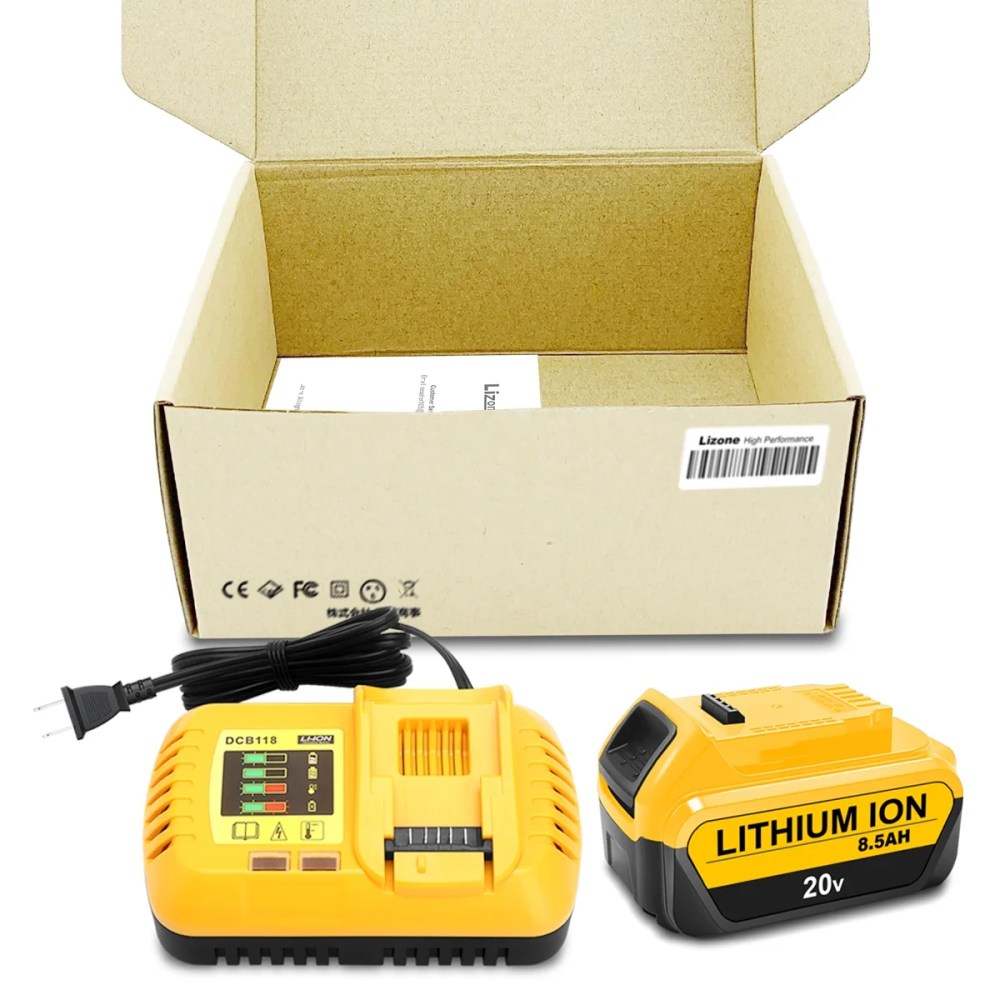 20V Max 8.5Ah Extended Capacity Battery and Charger Kit for DEWALT 20V Max XR Battery and Charger Combo 8.0Ah DCB208 7.0Ah DCB207 6.0Ah DCB206 5.0Ah DCB205-2 4.0Ah DCB204-2 Lithium Battery Charger