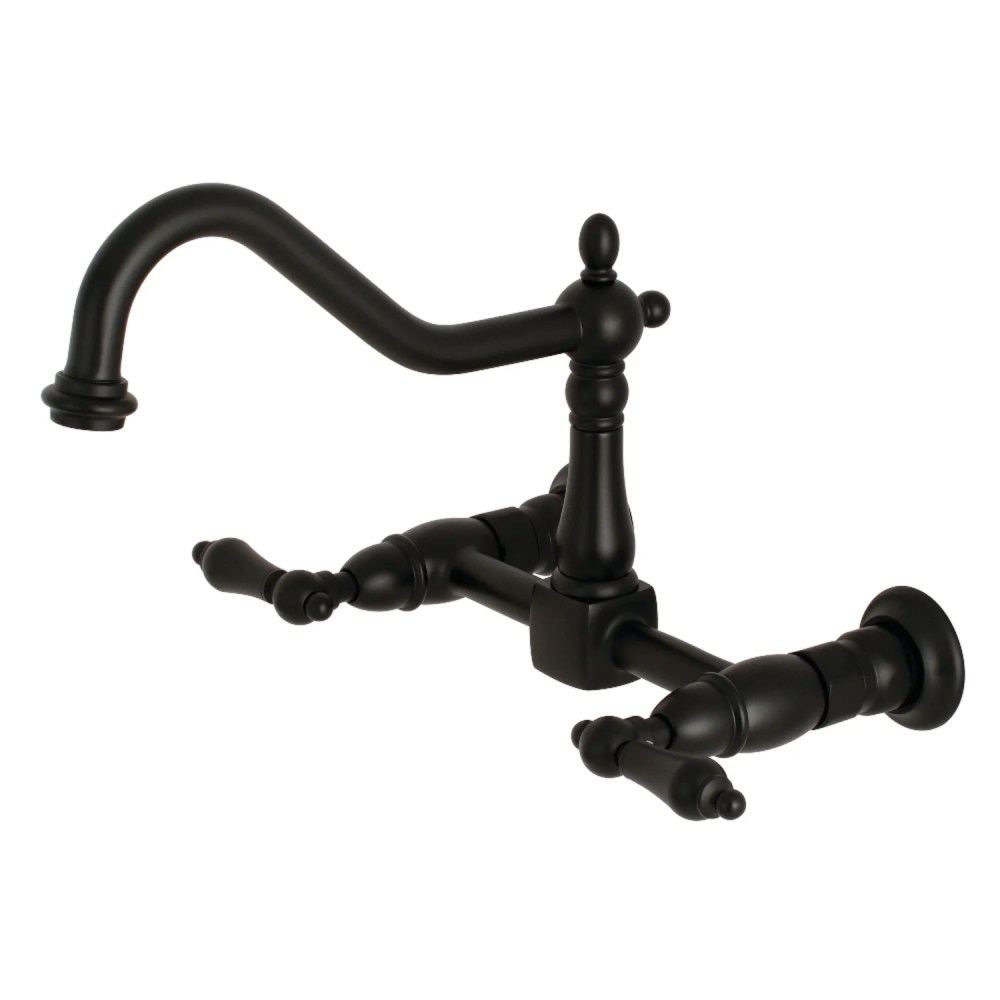 Kingston Brass KS1240AL Heritage Wall Mount Bridge Kitchen Faucet,Matte Black