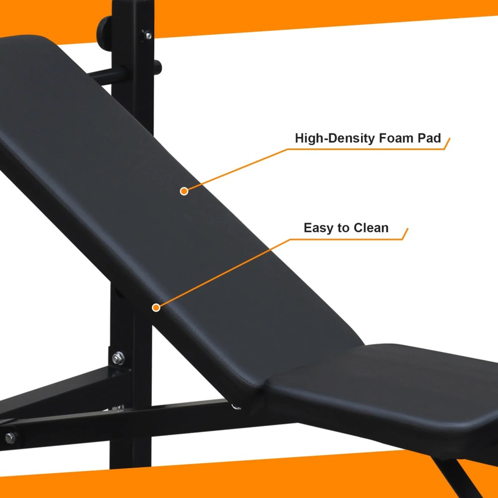 Aukfa Weight Bench Set with Squat Rack, Adjustable Bench with Leg for Home Gym Full-Body Workout, Black - Image 5