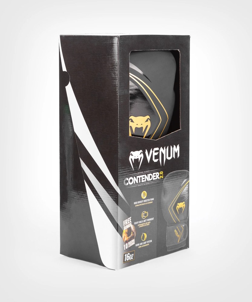 Venum PU Contender 2.0 Boxing Gloves - Black/Gold - 12oz - Unisex - Sparring and Bag Training - Image 4