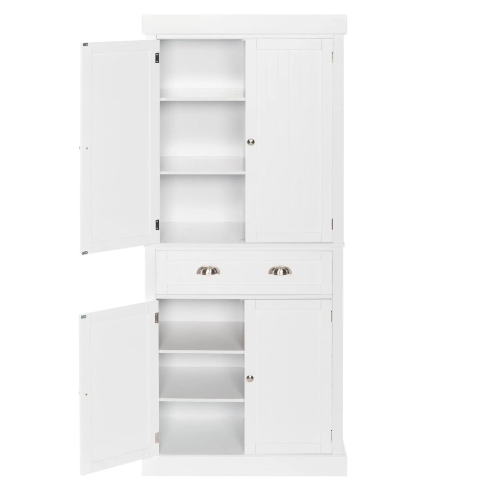 Zimtown 72aH Freestanding Storage Pantry Utility Cabinet with Drawer,Soft Close Doors and Shelves,White - Image 16