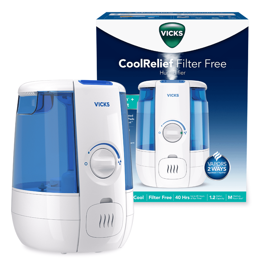 Vicks 1.2 gal 400 sq ft Cool Relief Filter Free Ultrasonic Humidifier,VUL600