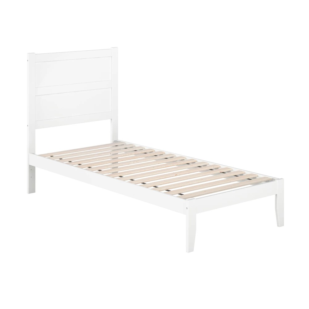 AFI NoHo 14" Twin XL Wood Platform Bed Frame with Modern Panel Headboard, White
