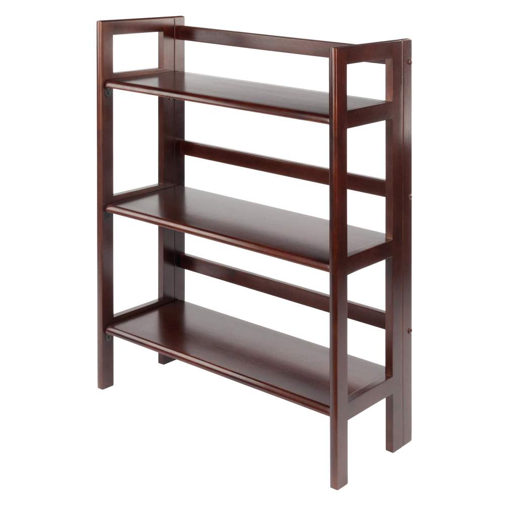 Winsome Wood Terry 3-Tier Foldable Shelf,Stackable,Walnut Finish