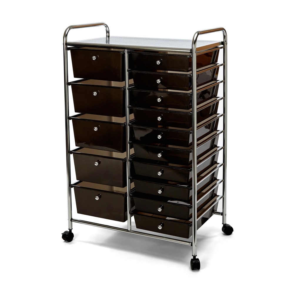 Seville Classics 15-Drawer Organizer Cart, Black - Image 6
